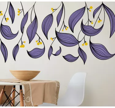 Sticker fleurs et plantes motif feuilles violettes - TenStickers