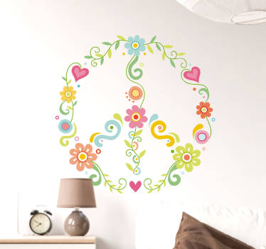 Sticker fleurs logo paix - TenStickers