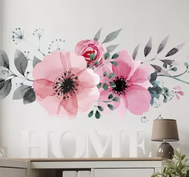 Sticker mural salon fleurs roses - TenStickers