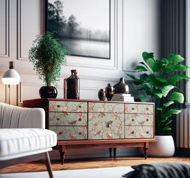 Sticker Mural floral branches fleurs oiseaux - TenStickers