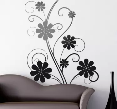 Sticker mural salon moderne floral huit pétales - TenStickers