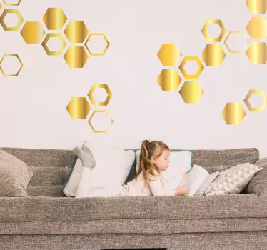 Sticker Maison Hexagones de Texture d'Or - TenStickers
