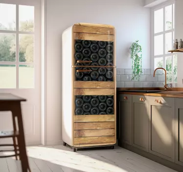 Sticker frigo trompe l'oeil boîtes bouteilles - TenStickers