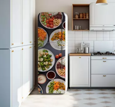 Sticker frigo trompe l'oeil bols nourriture - TenStickers