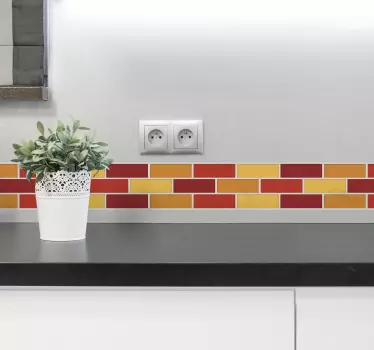 Sticker frise carreaux rouges et jaunes - TenStickers