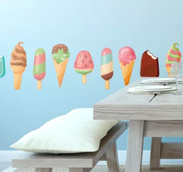 Stickers cuisine - Frise murale adhésive glaces et sorbets - TenStickers