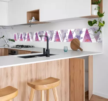 Frise murale adhésive triangles violets et fleurs - TenStickers