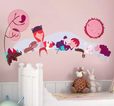 Sticker frise personnages tons roses - TenStickers