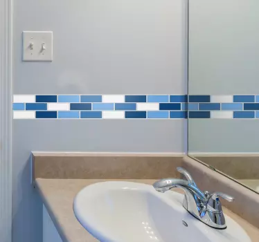Sticker salle de bain frise tons bleu - TenStickers