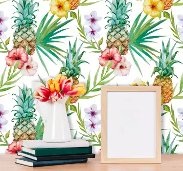 Sticker Maison Dessins d'Ananas et Fleurs - TenStickers