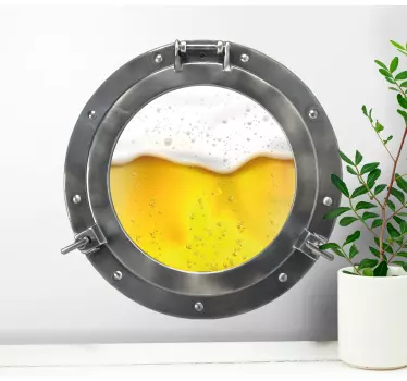 Sticker gastronomie vue sur une porthole de bière - TenStickers