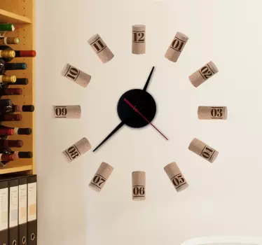 Sticker horloge murale liège - TenStickers