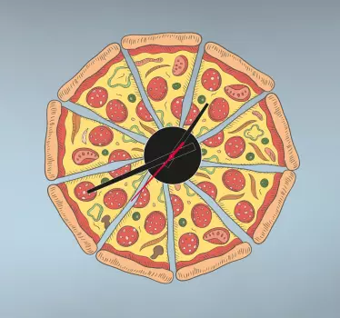 Sticker horloge pizza - TenStickers