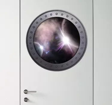 Sticker porte original hublot espace - TenStickers