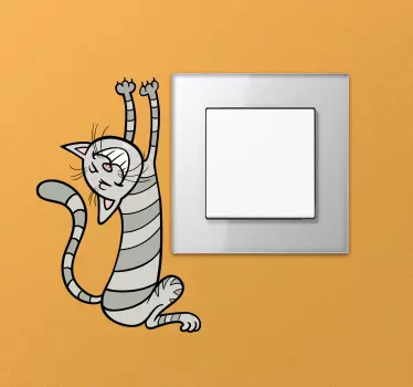 Sticker interrupteur chat gris amusant - TenStickers
