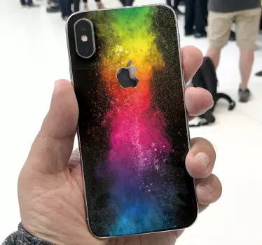 Autocollant iPhone splash noir et arc-en-ciel - TenStickers