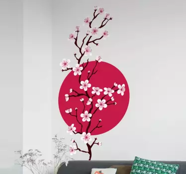 Sticker mural salon moderne fleurs Japon cerisier sakura - TenStickers