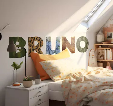 Stickers jungle mural lettres personnalisables - TenStickers