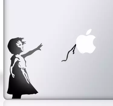 Sticker ordinateur portable Mac fille ballon Bansky - TenStickers