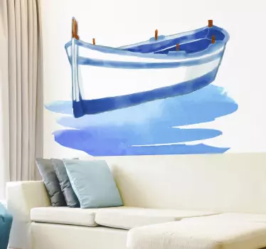 Sticker muraux salon barque couleurs pastels - TenStickers