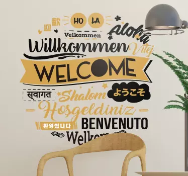 Sticker Mural Entrée Bienvenue Différentes Langues - TenStickers