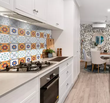 Sticker cuisine carreaux multicolores - TenStickers