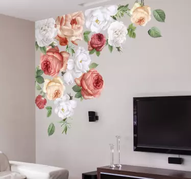 Sticker Mural coin de pivoines - TenStickers