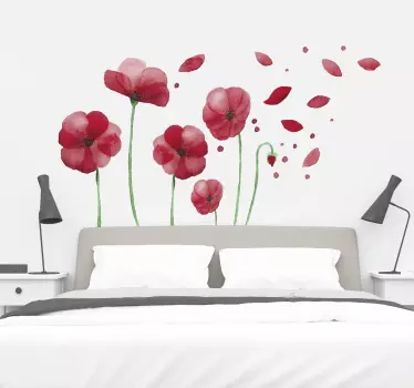 Sticker mural chambre coquelicots stylisés - TenStickers