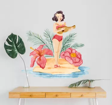 Sticker Mural Dessin Hawaïenne - TenStickers