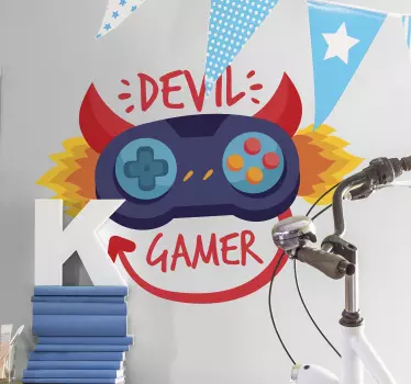 Sticker Mural Devil Gamer - TenStickers