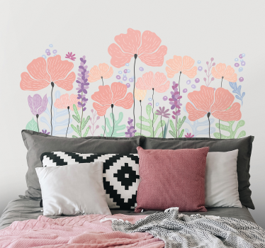 Sticker mural chambre diverses fleurs de printemps - TenStickers