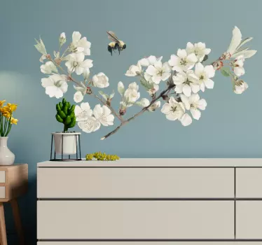 Sticker fleurs blanches - TenStickers
