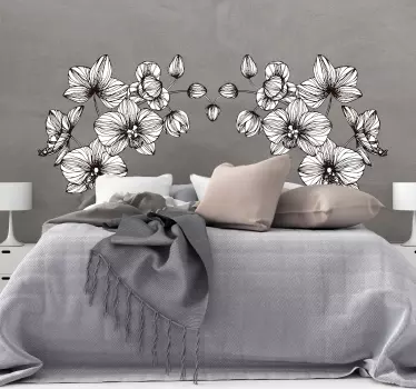 Sticker Mural Fleurs blanches ornementales - TenStickers