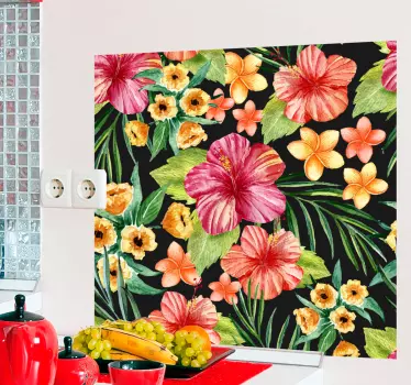 Sticker Mural Fleurs Tropicales en Aquarelles - TenStickers