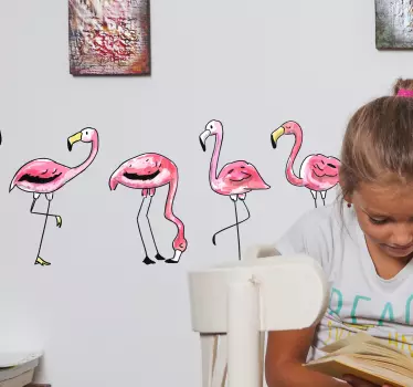 Sticker Chambre Enfant Frise Flamants Roses Enfant - TenStickers