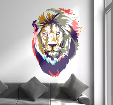 Sticker Mural Lion Africain Coloré - TenStickers
