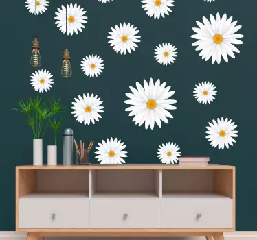 Sticker fleurs pack de marguerites - TenStickers