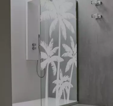Sticker Salle de Bain Palmiers pour Paroi Douche - TenStickers