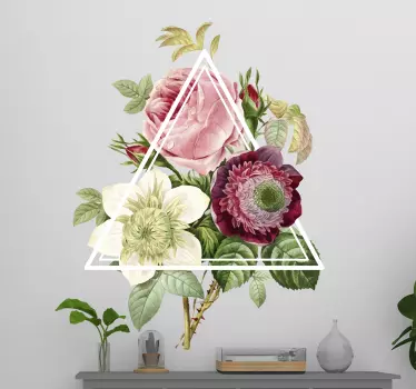 Sticker Mural Triangle avec Fleurs - TenStickers