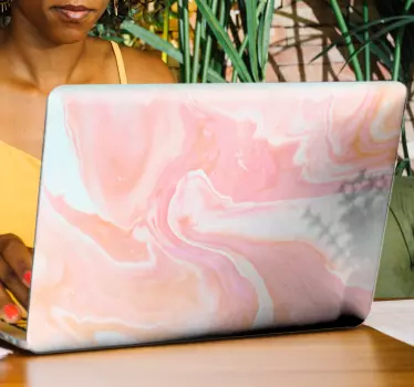 Sticker PC Marbre rose pour ordinateur portable - TenStickers