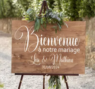 Sticker mariage noms personnalisables bienvenue - TenStickers