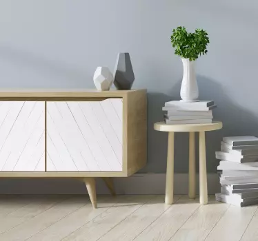 Autocollant Meuble blanc imitation planches en bois diagonales - TenStickers
