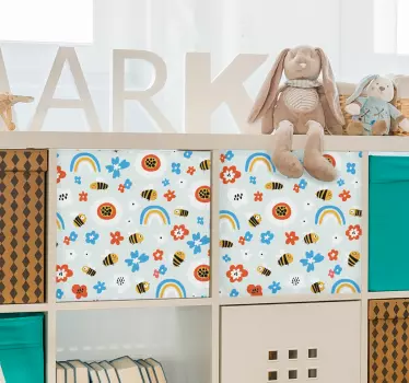Sticker pour meuble fleurs et abeilles - TenStickers