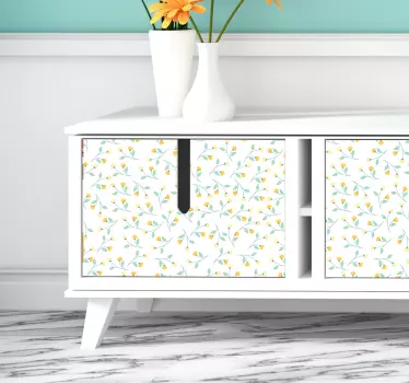 Sticker fleur meuble couleur jaune - TenStickers