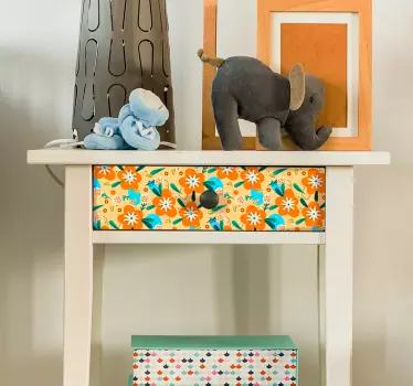 Sticker pour meuble motif fleurs oranges - TenStickers
