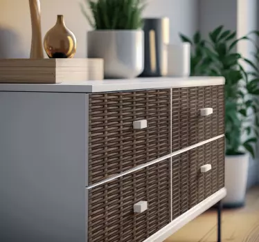 Adhésif meuble panier en rotin tissé - TenStickers