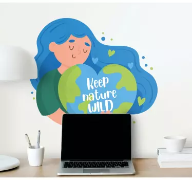 Sticker monde cœur écologique - TenStickers
