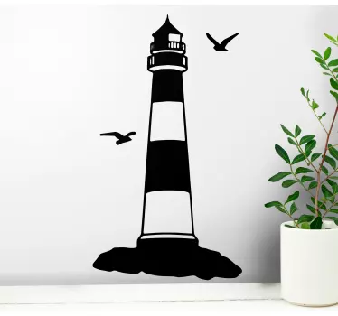Sticker monde phare avec oiseaux - TenStickers