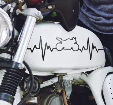Sticker moto battement de cœur de motard - TenStickers