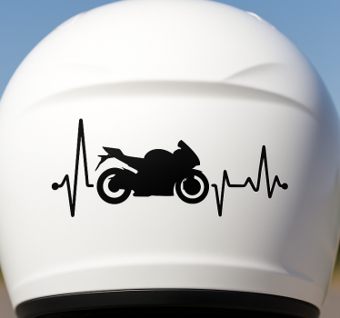 Sticker moto battement de cœur monochrome - TenStickers